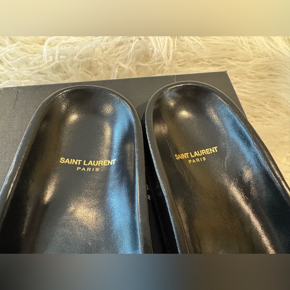 Yves Saint Laurent YSL Black Nero Leather Slides Mens Size 41 - Picture 5 of 10